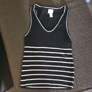 H&M Black and White Ribbed Tank Top